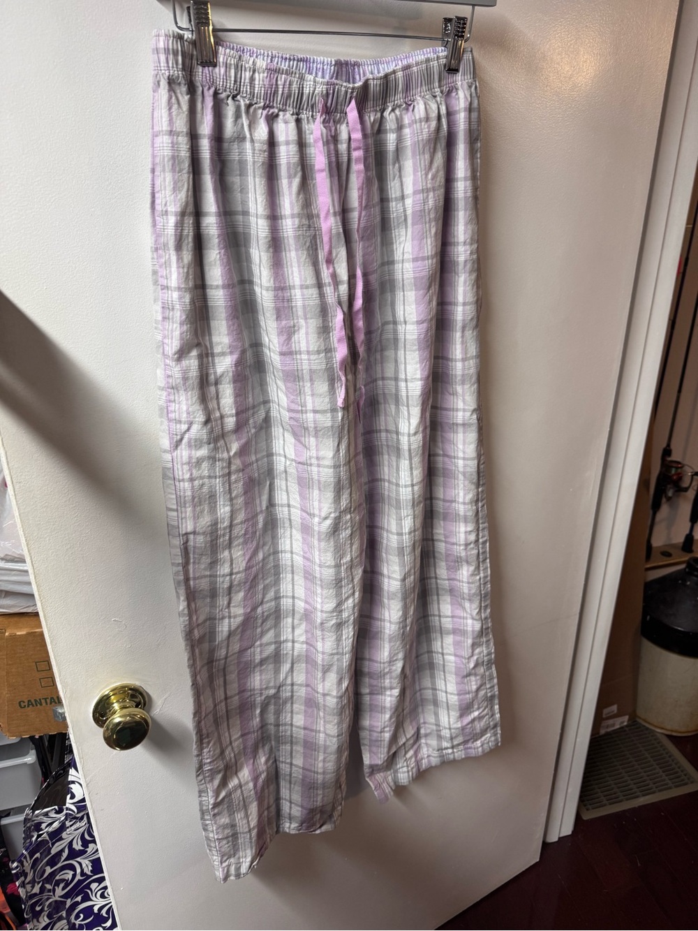 Light Purple Plaid Kids Lounge Pants